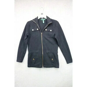 Lauren Ralph Lauren Black Knit Full Zip Sweater-Size XS